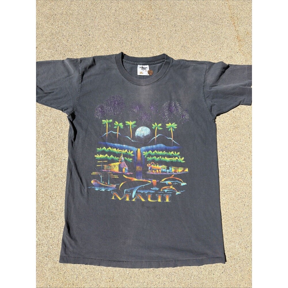 Vintage Tennessee River Gold Maui Hawaii Single Stitch Black Medium Shirt